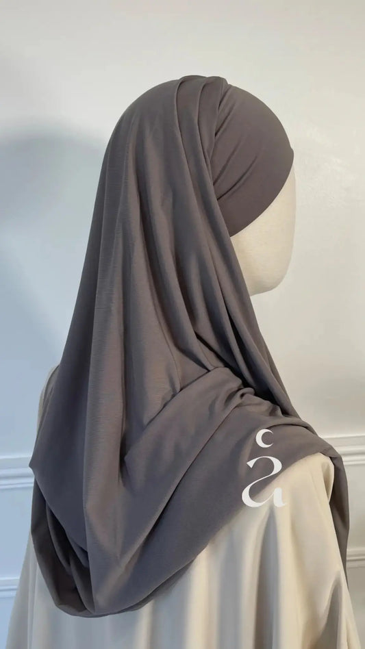 Jersey premium à bandeau taupe - Alniya Paris