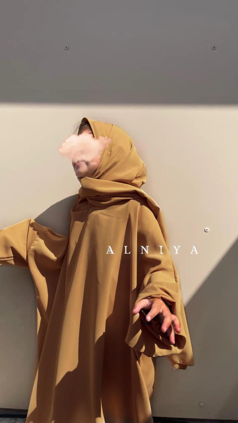 ABAYA HIJAB INTÉGRÉ FILLE Camel / Taille 1
