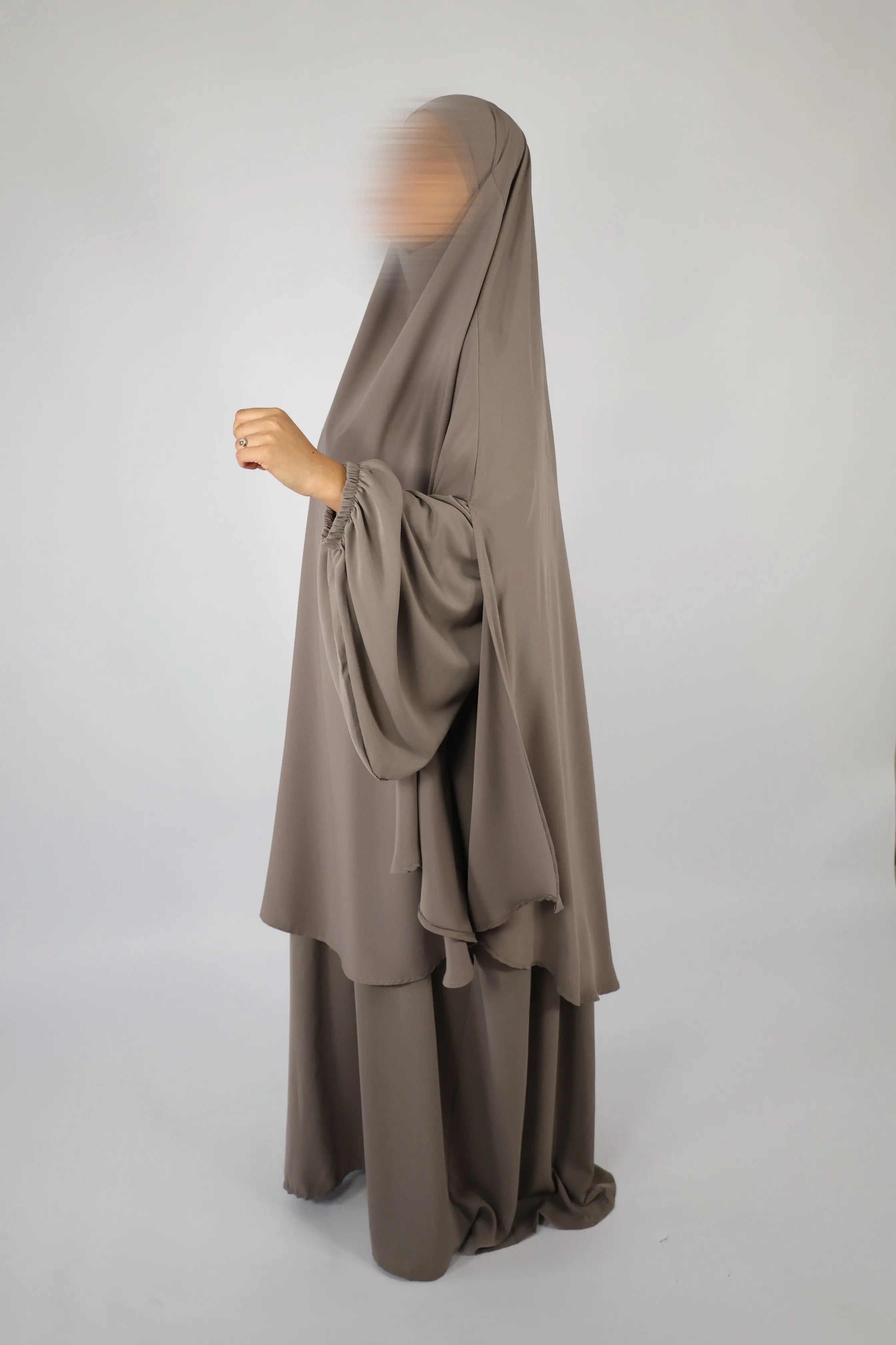 KHIMAR MEDINE - MAXI FENTE signature Taupe