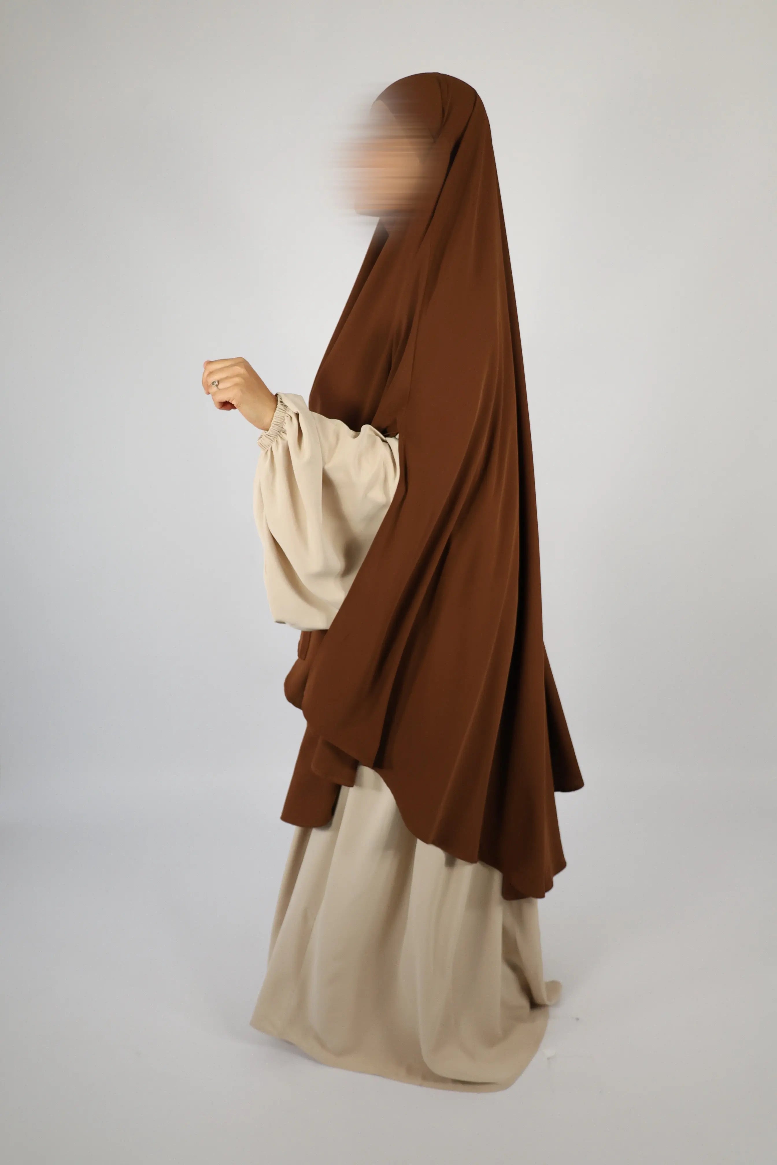 KHIMAR MEDINE - MAXI FENTE signature Marron