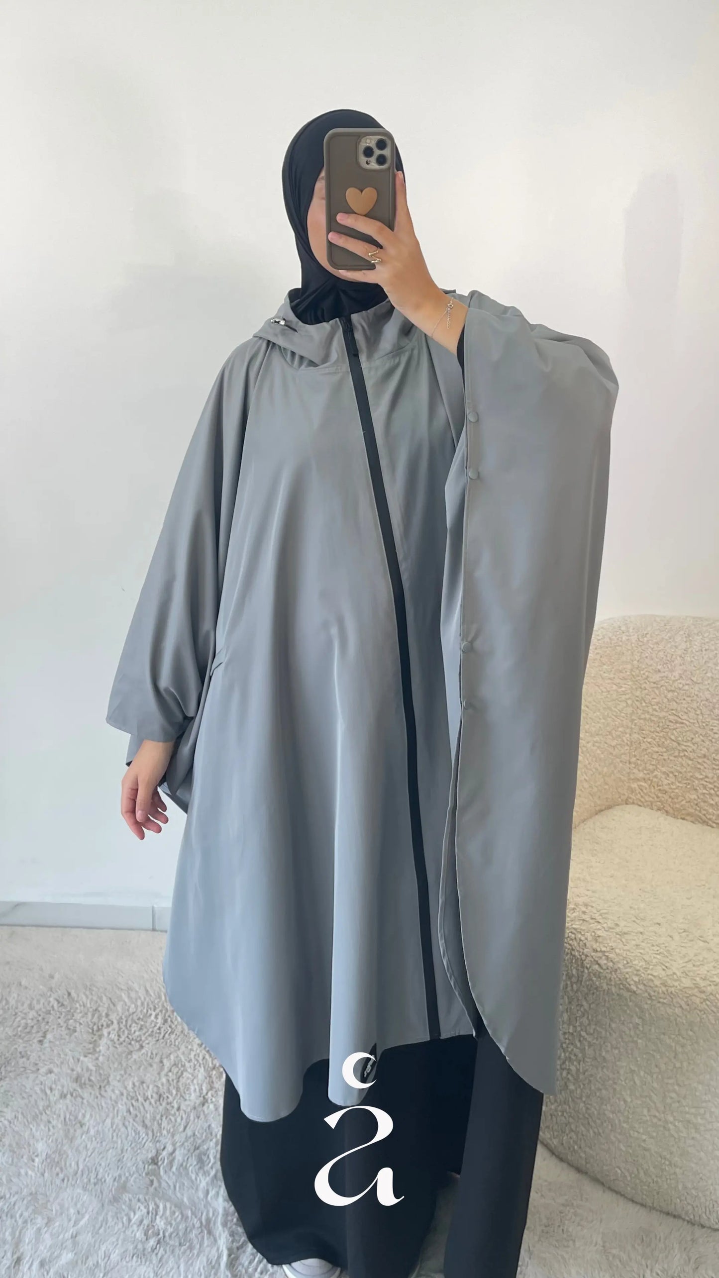 Cape 100% imperméable coupe-vent trois quarts Kira - Alniya Gris