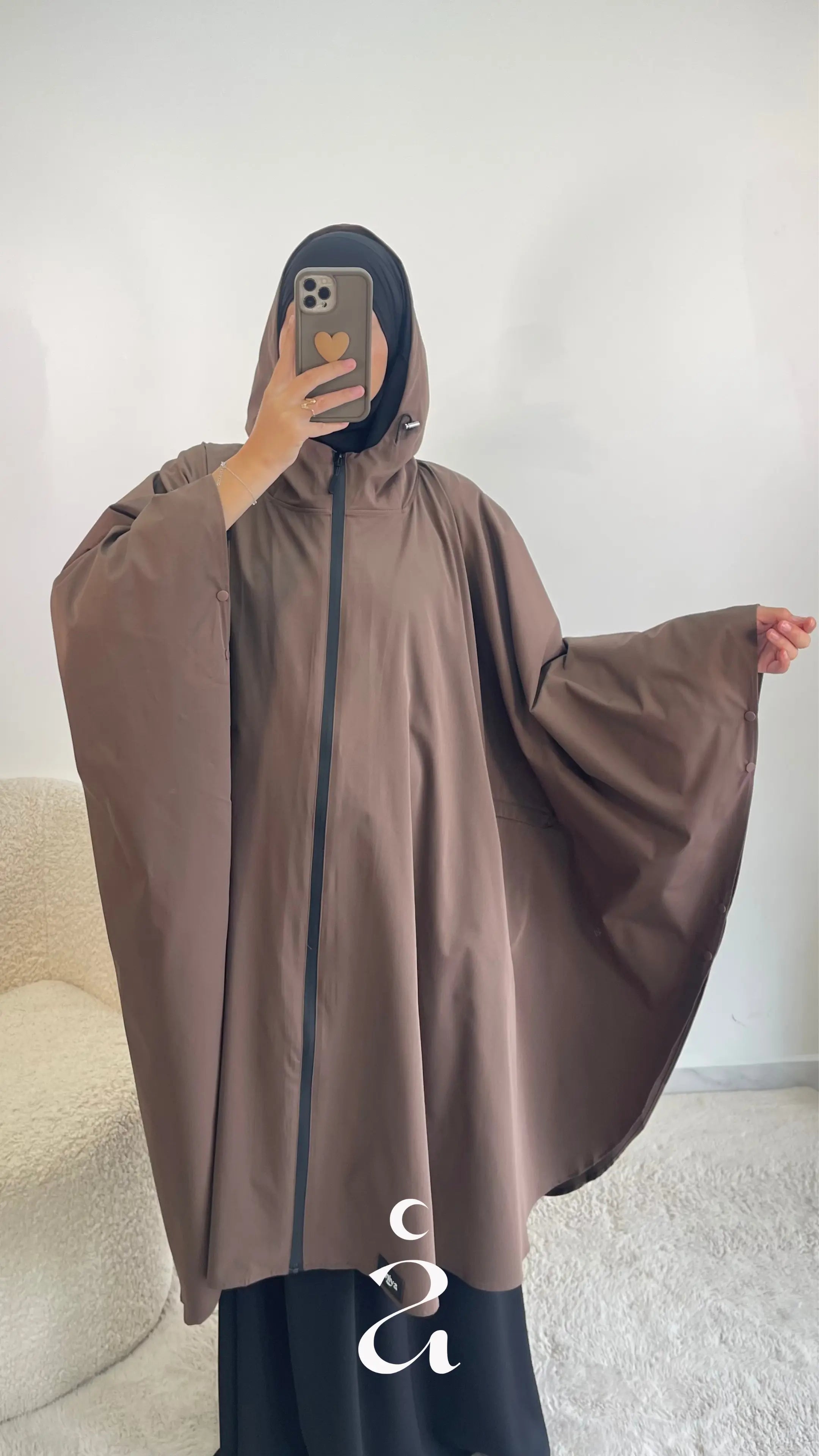 Cape 100% imperméable coupe-vent trois quarts Kira - Alniya Marron