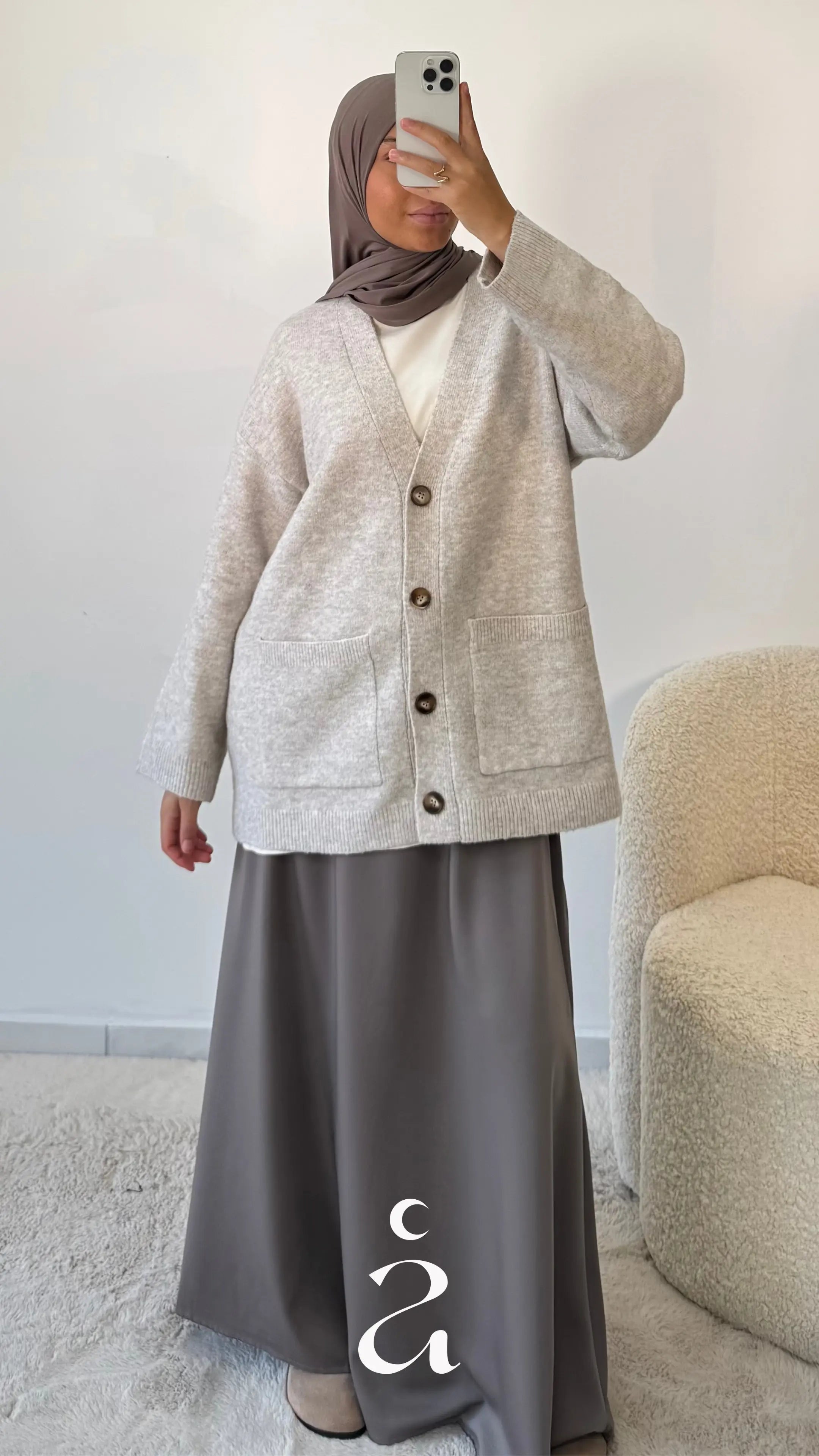 Cardigan laine boutonière - Jannah Taupe / M/L