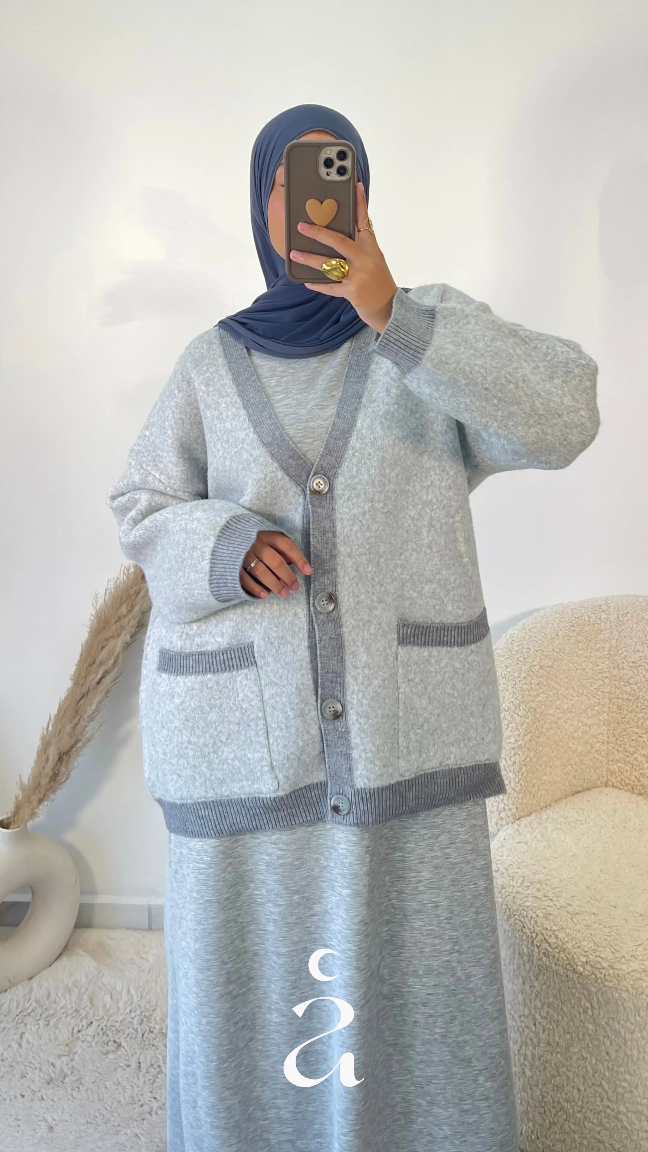 Cardigan Laine Bi-couleur - Laïma Gris clair / Gris souris / S/M