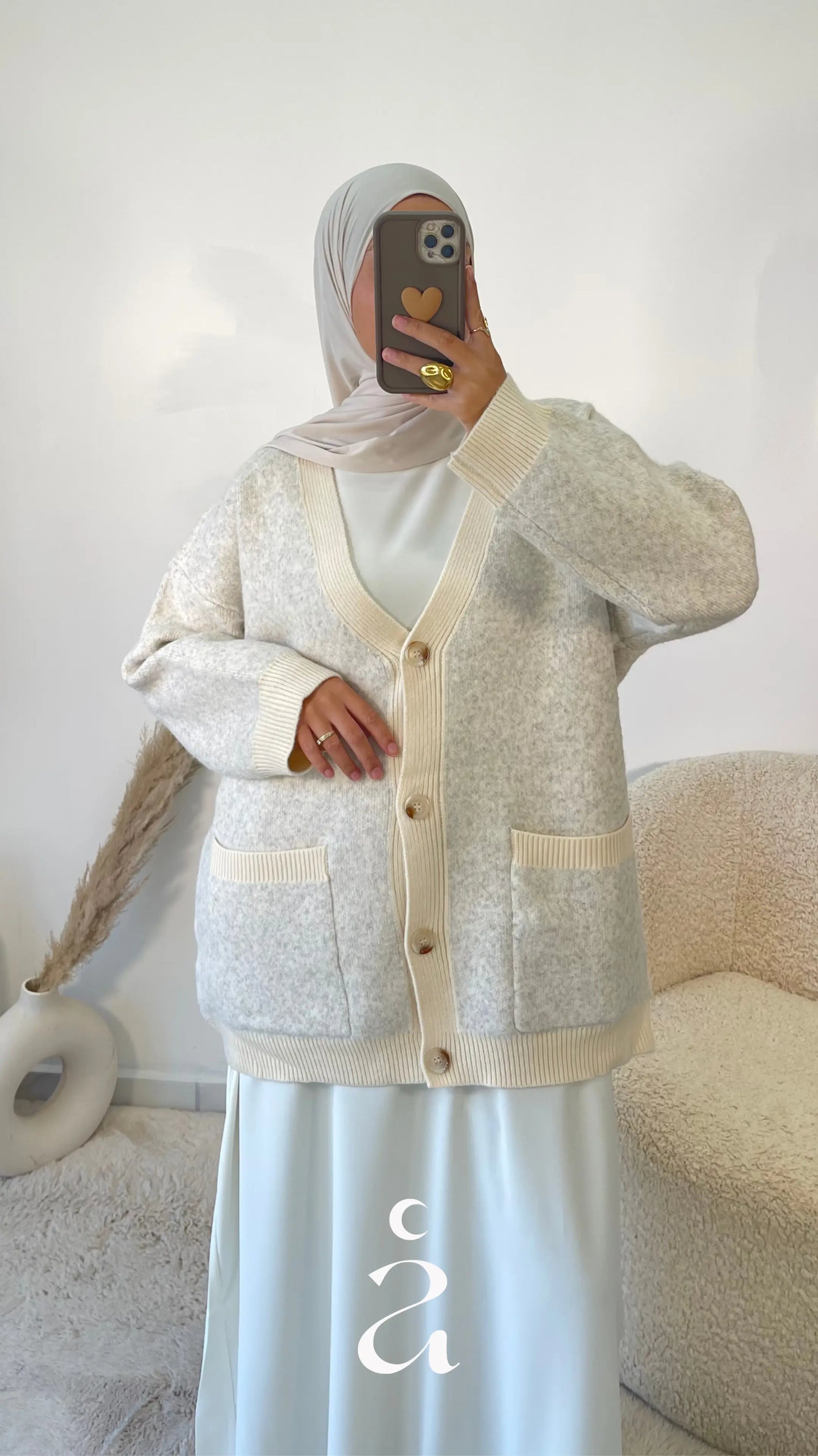 Cardigan Laine Bi-couleur - Laïma  Beige chiné / Beige / S/M