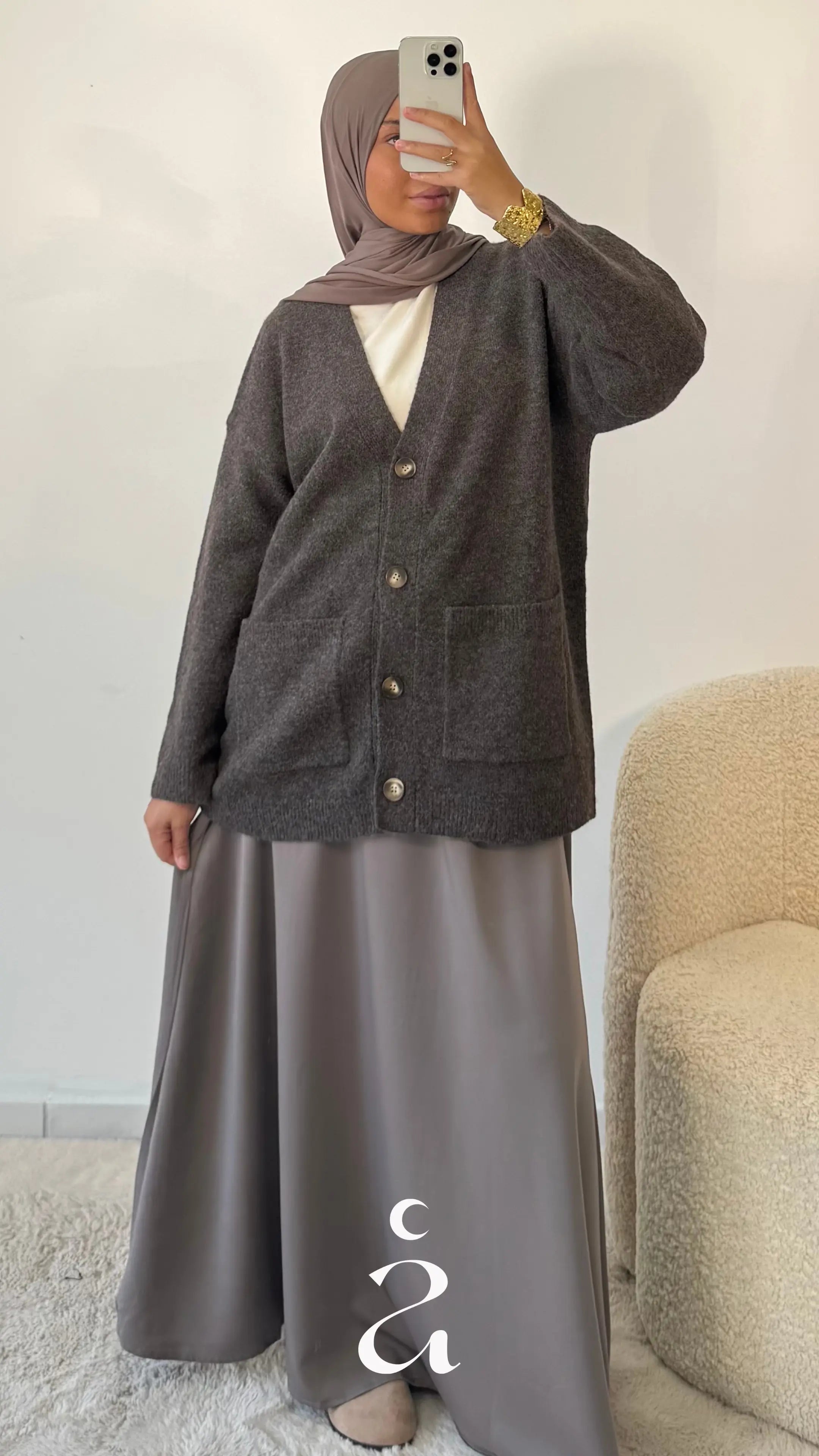 Cardigan laine boutonière - Jannah Marron / M/L