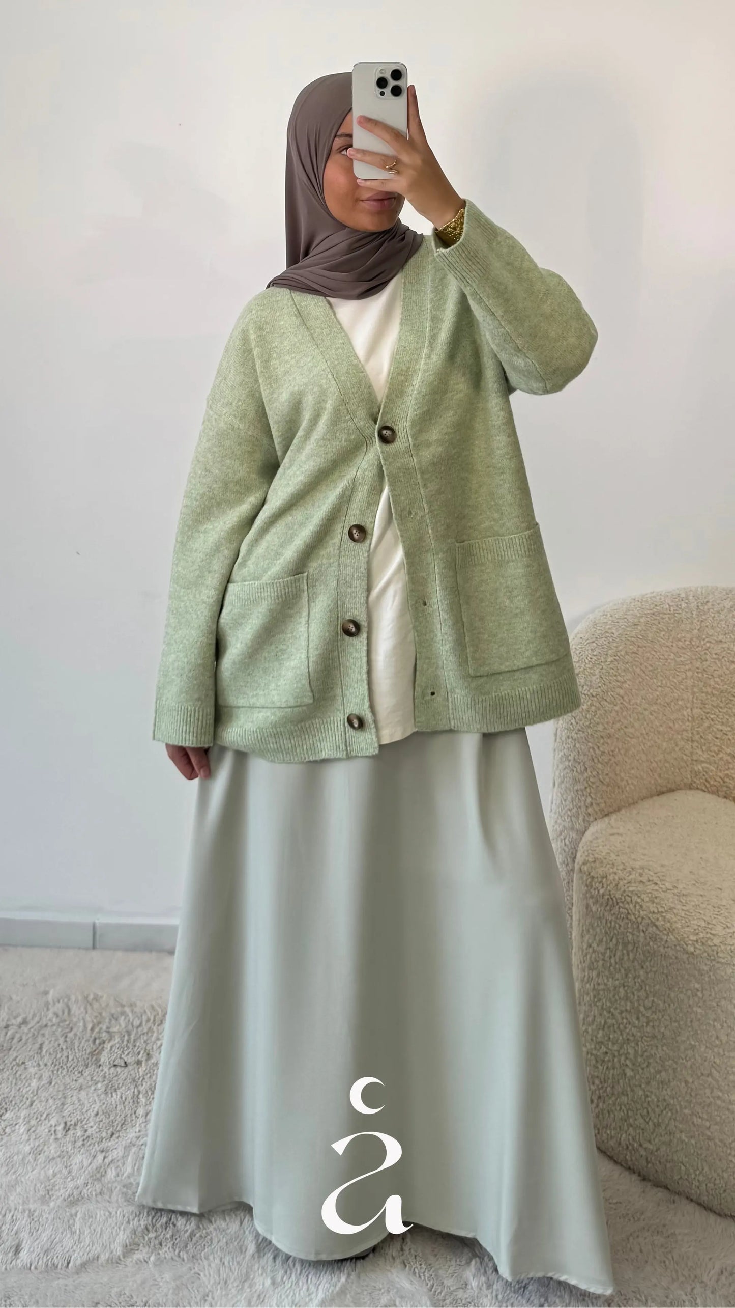 Cardigan laine boutonière - Jannah Vert / M/L