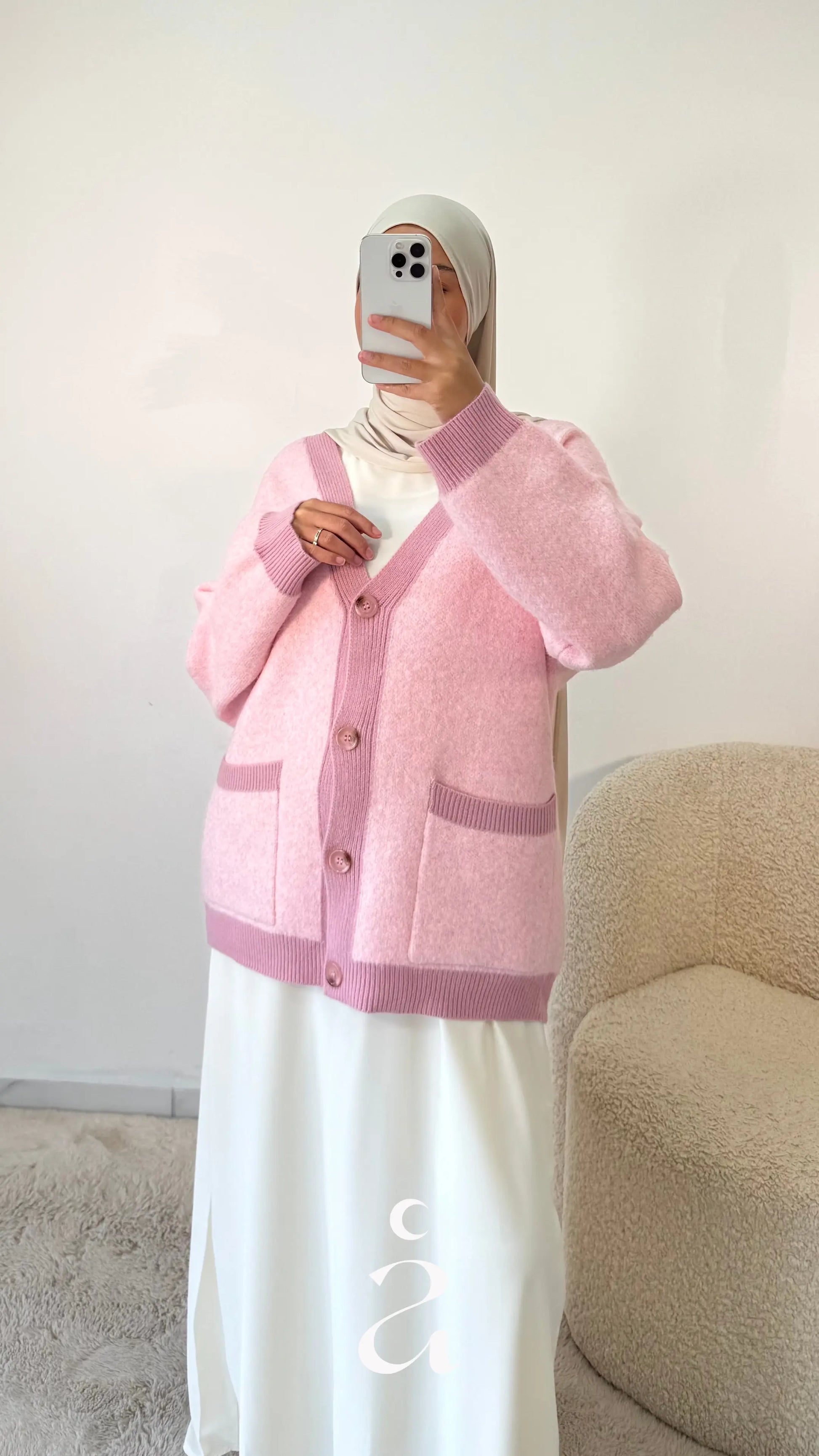 Cardigan Laine Bi-couleur - Laïma  Rose / Framboise / S/M