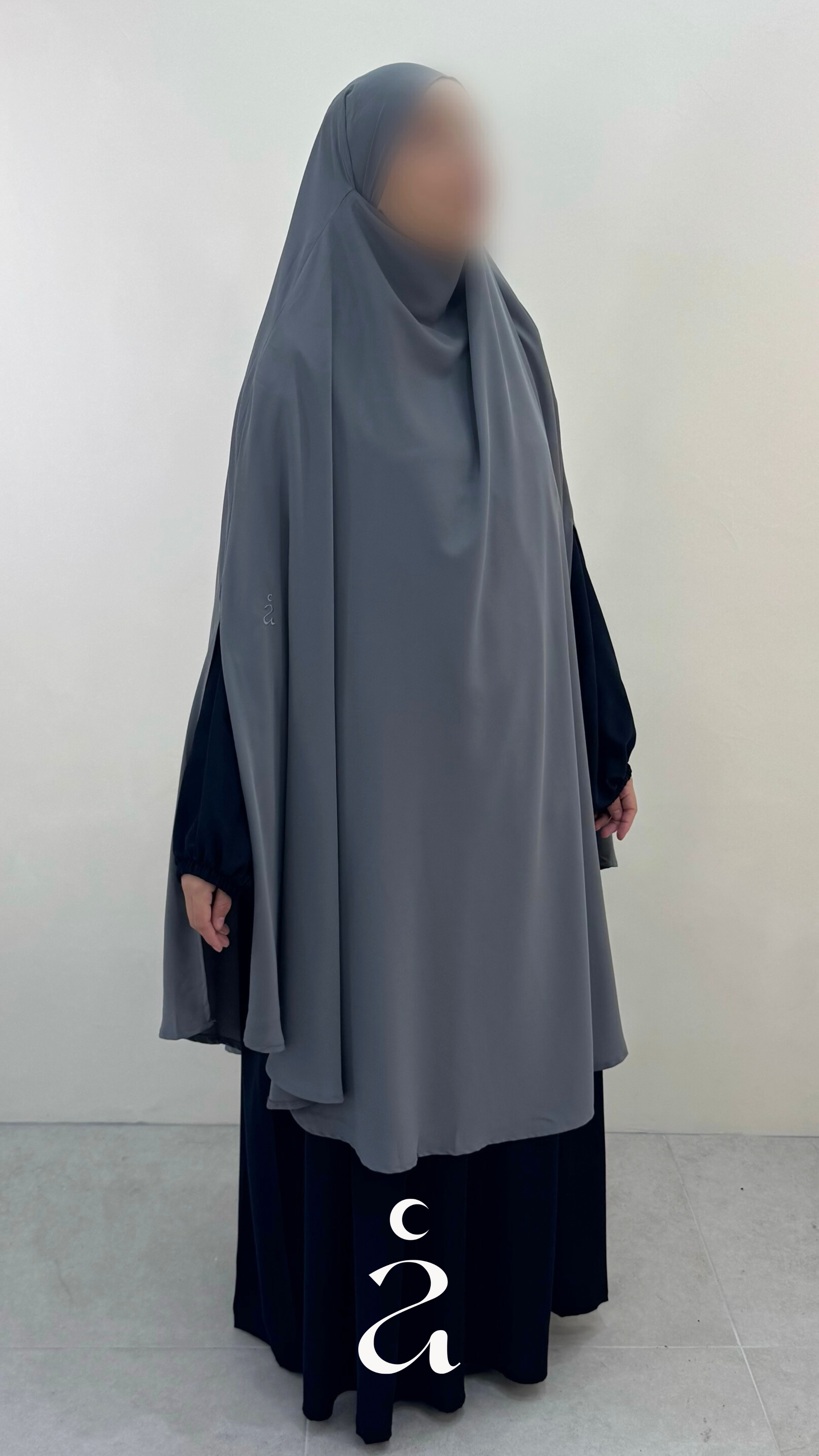 KHIMAR MEDINE - MAXI FENTE signature Gris souri