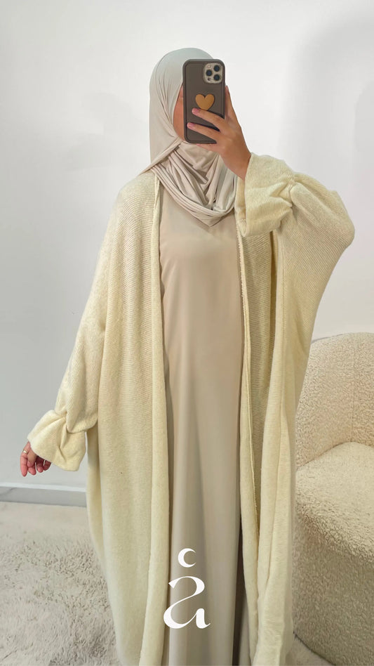 GILET KIMONO LAINE  Beige