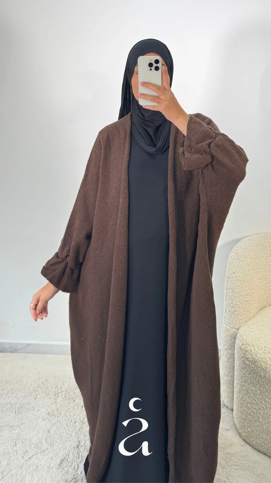 GILET KIMONO LAINE  Marron