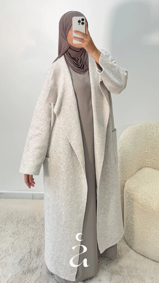 Gilet Long Oversize laine à col évasé - Kaïa  L/XL / Beige