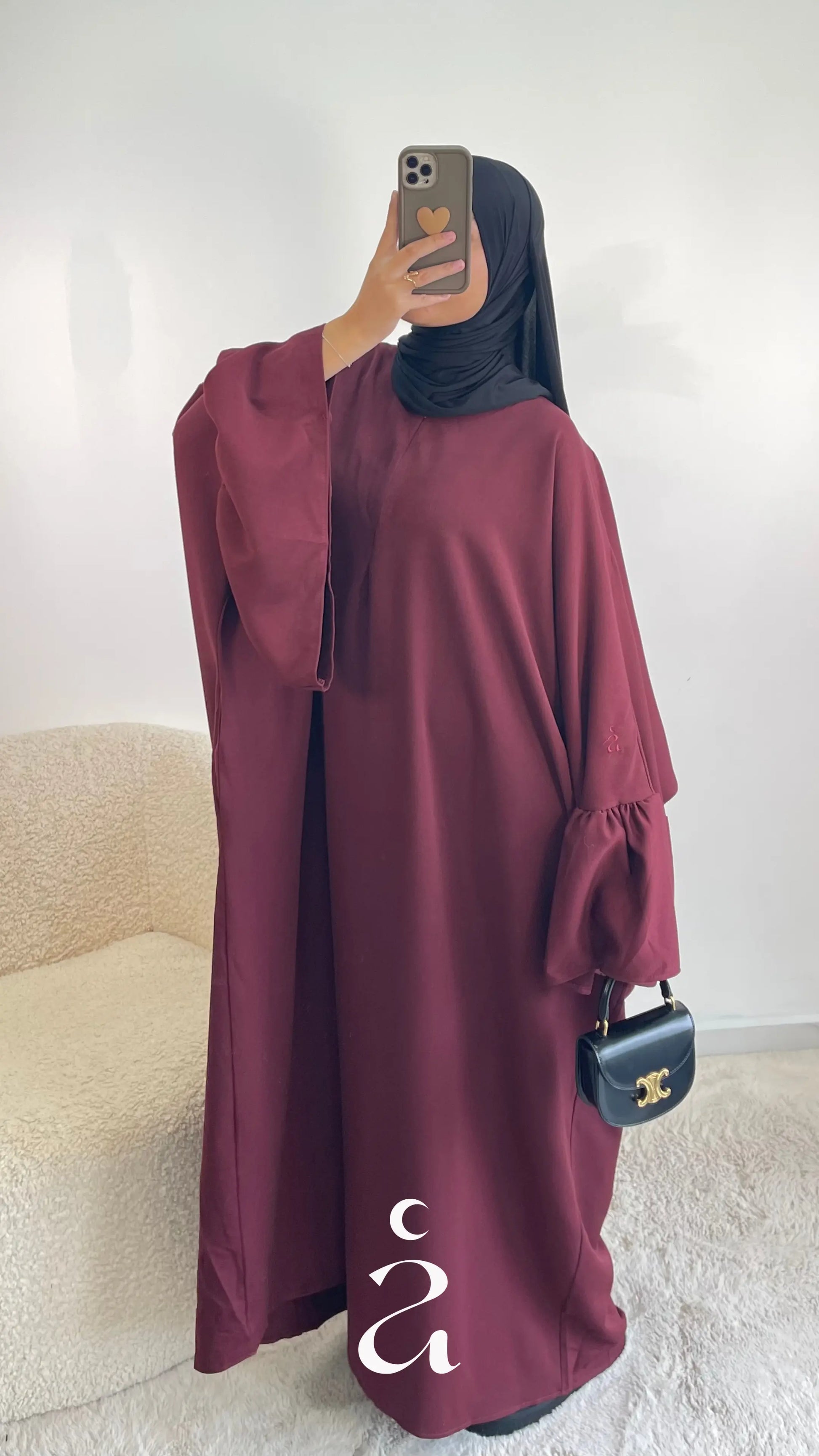 ABAYA FARASHA NOURA - SIGNATURE  Bordeaux / Taille 3