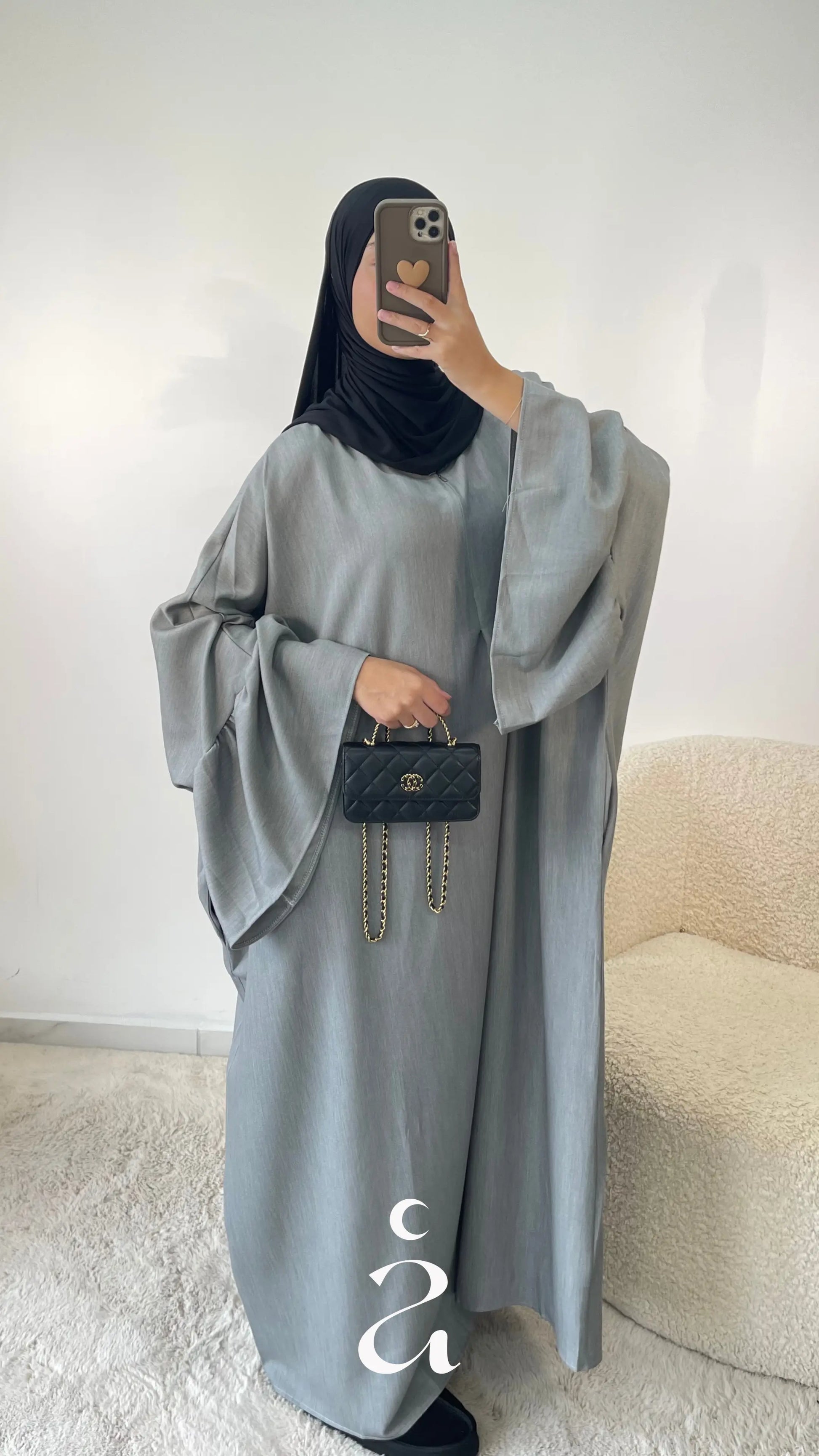 ABAYA FARASHA NOURA - SIGNATURE  Gris clair / Taille 3