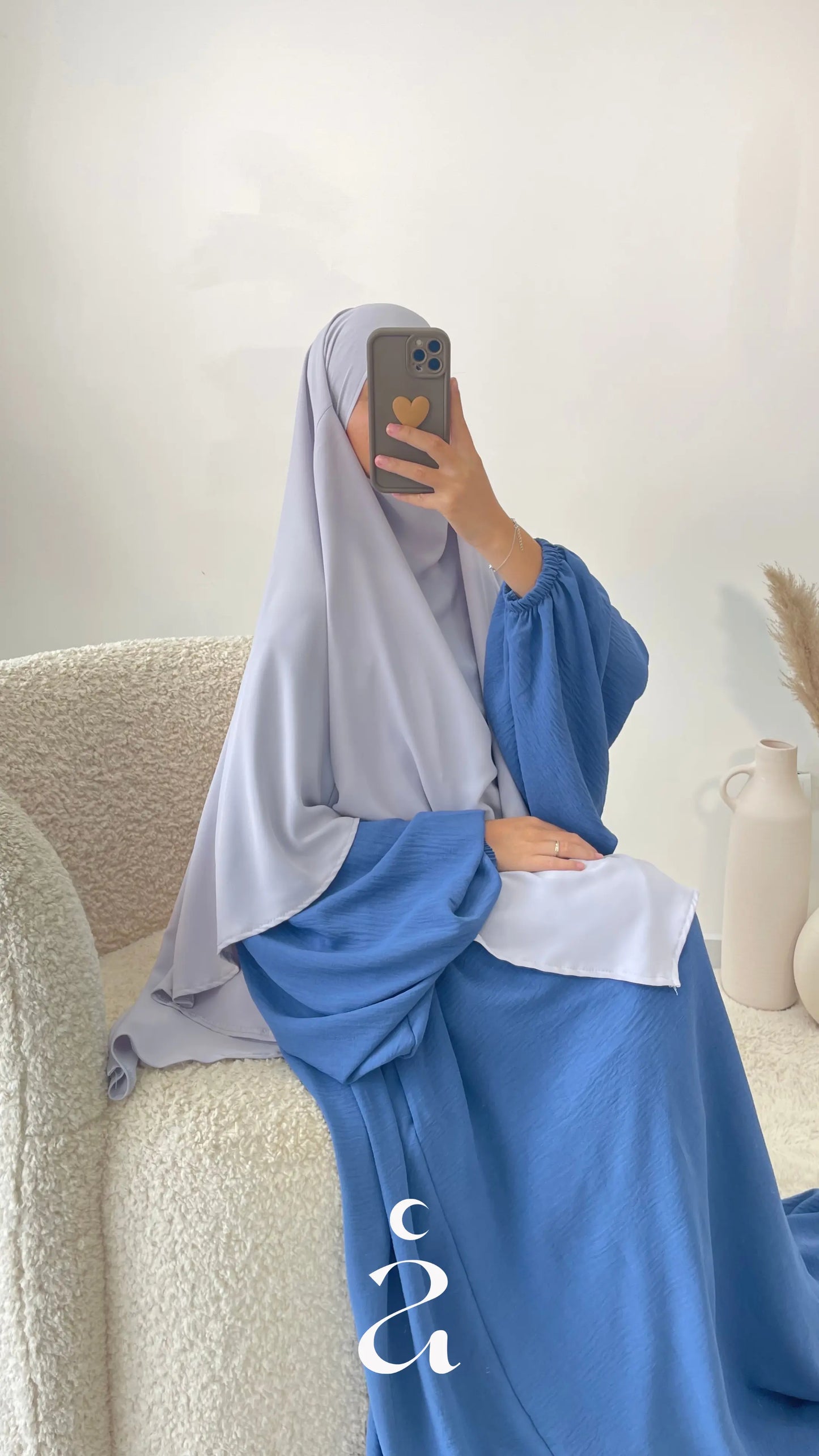 KHIMAR SOIE DE MEDINE - Signature  Gris clair