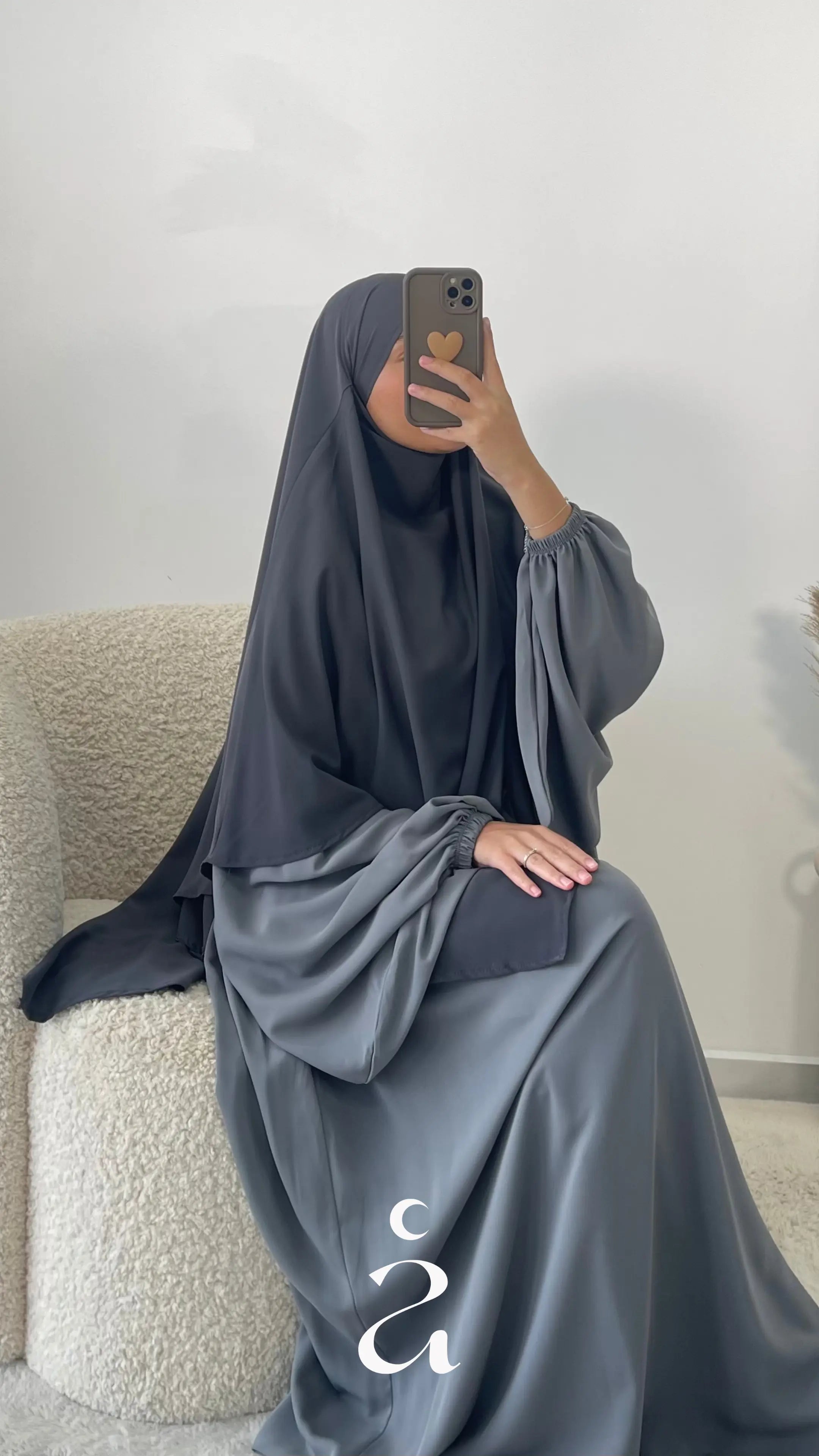 KHIMAR SOIE DE MEDINE - Signature Gris foncé