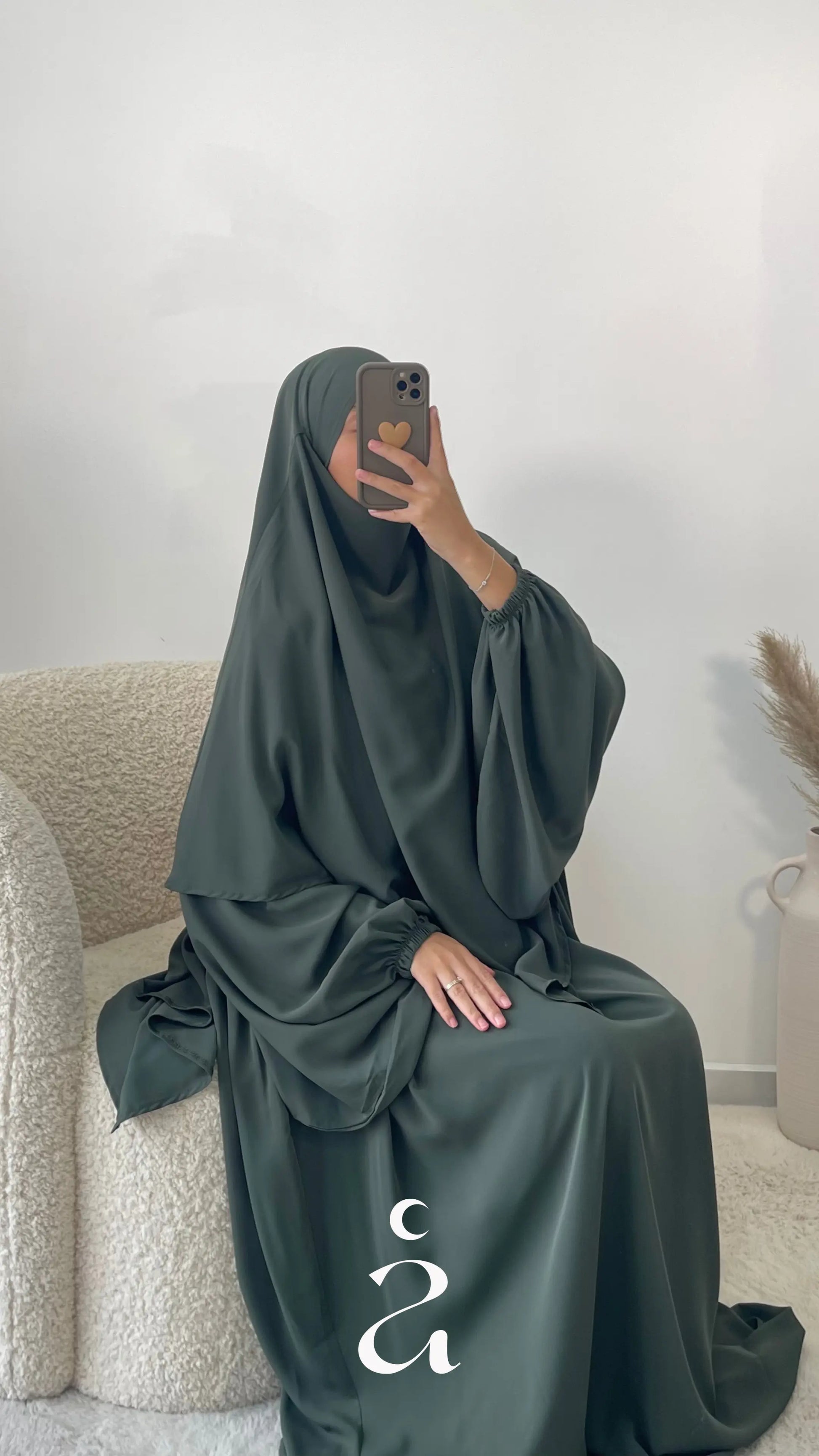 KHIMAR SOIE DE MEDINE - Signature  Kaki