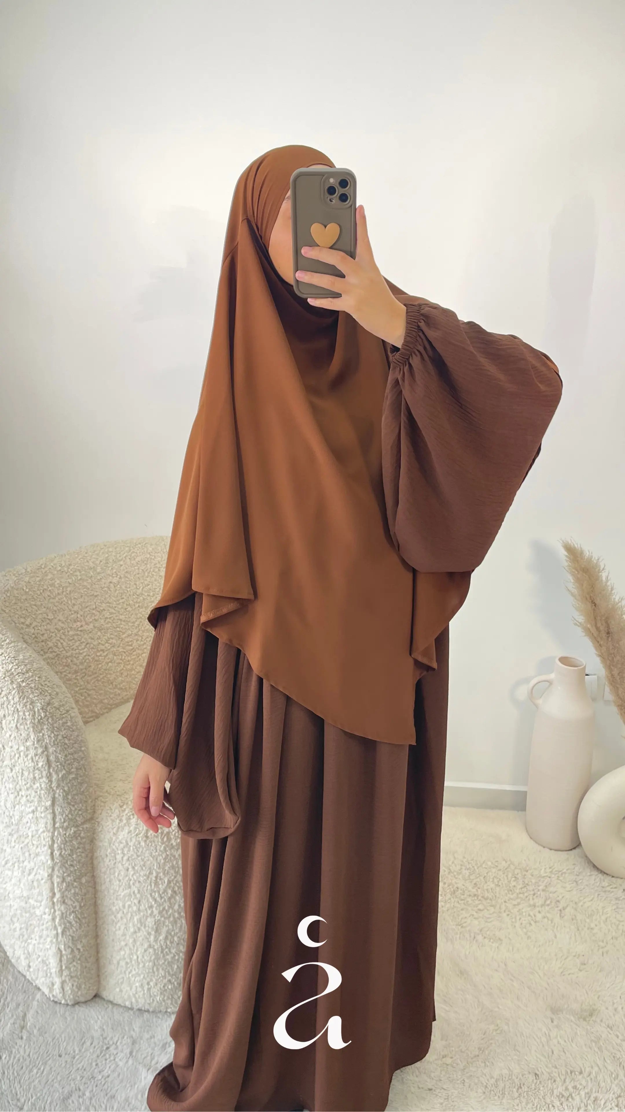 KHIMAR SOIE DE MEDINE - Signature Marron