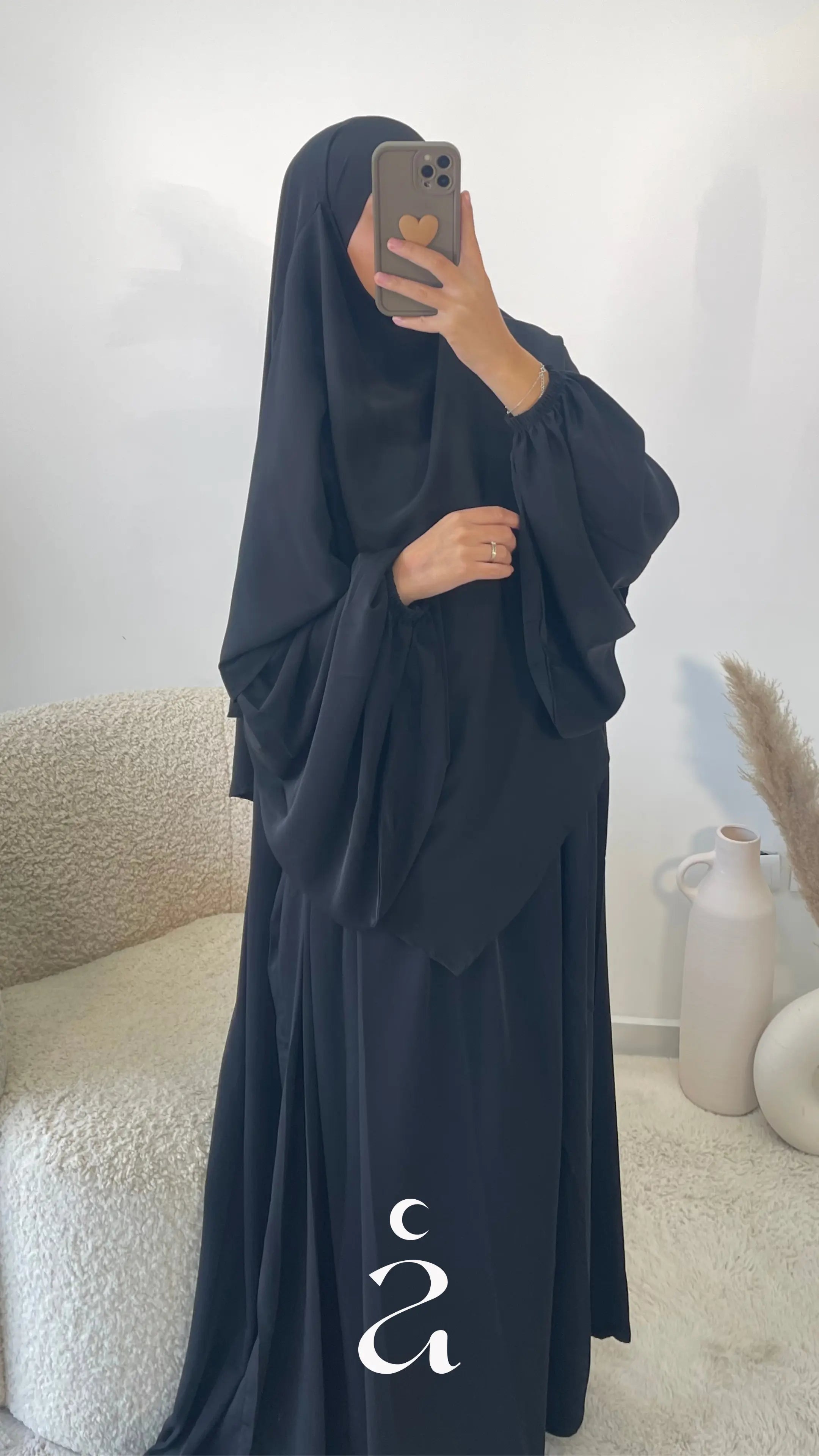 KHIMAR SOIE DE MEDINE - Signature Noir