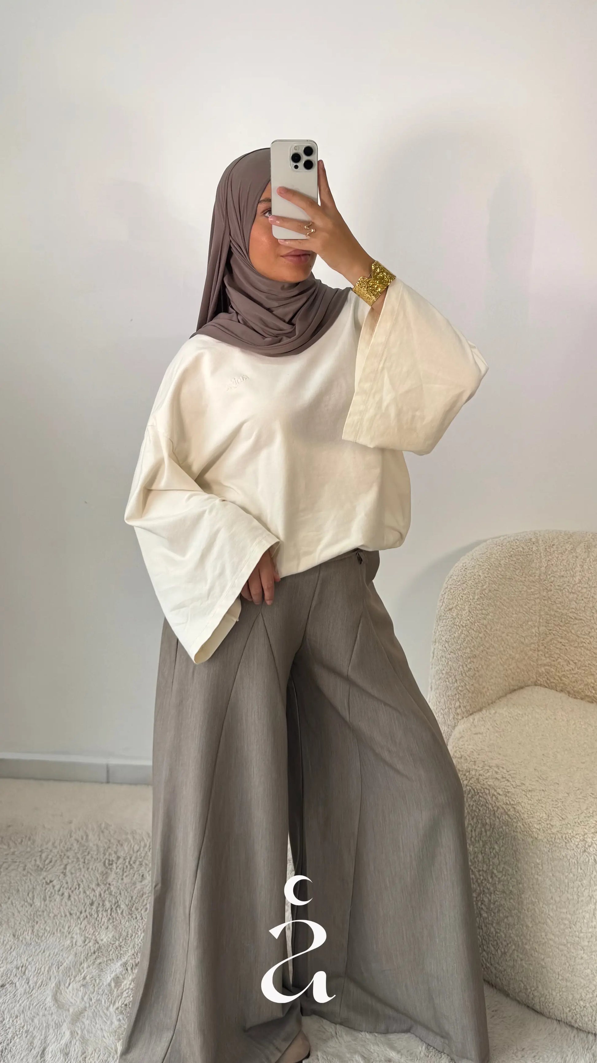 Pantalon oversize pattes d’éléphant - LAYLA  Taupe / L