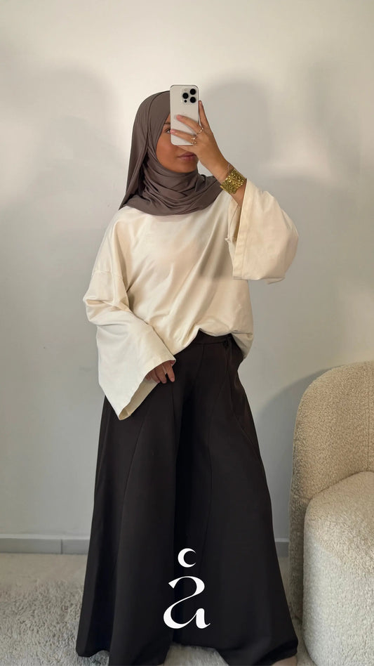 Pantalon oversize pattes d’éléphant - LAYLA  Marron foncé / L