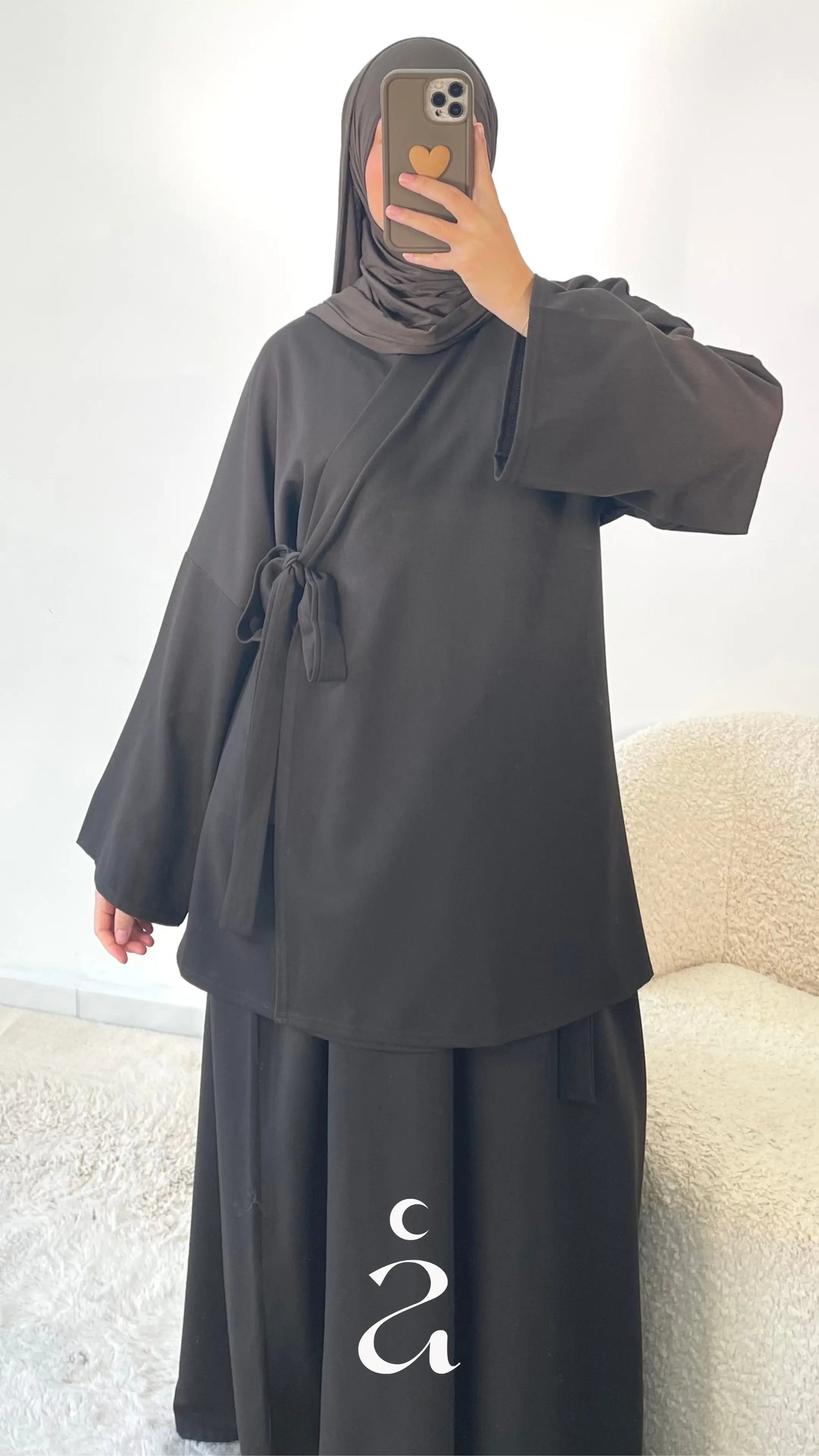 Ensemble Kimono Wrap & Jupe - Nejma Marron