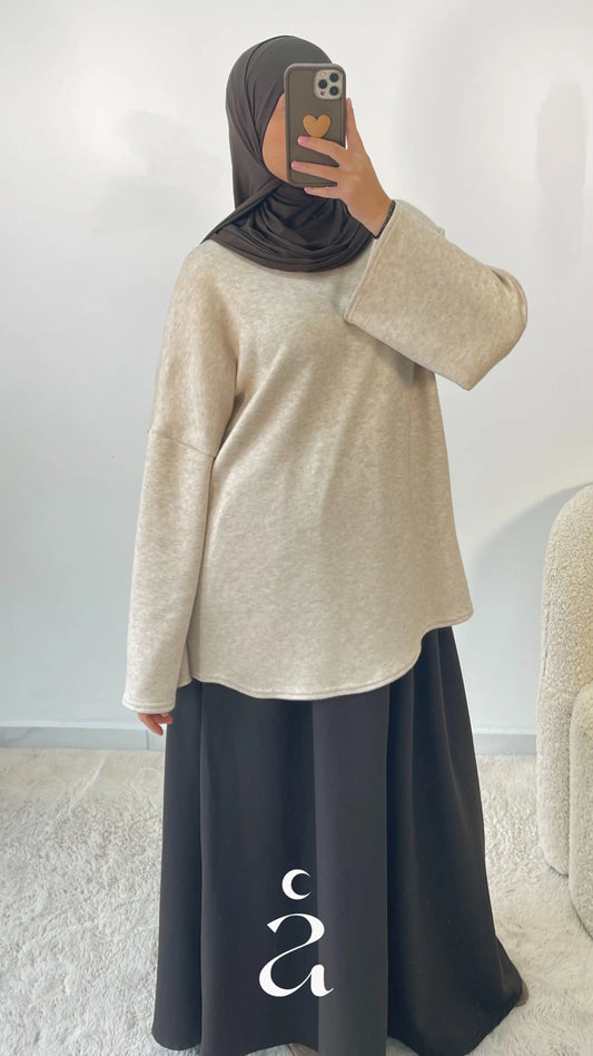 Tunique Oversize Laine Douce - Salma  Beige