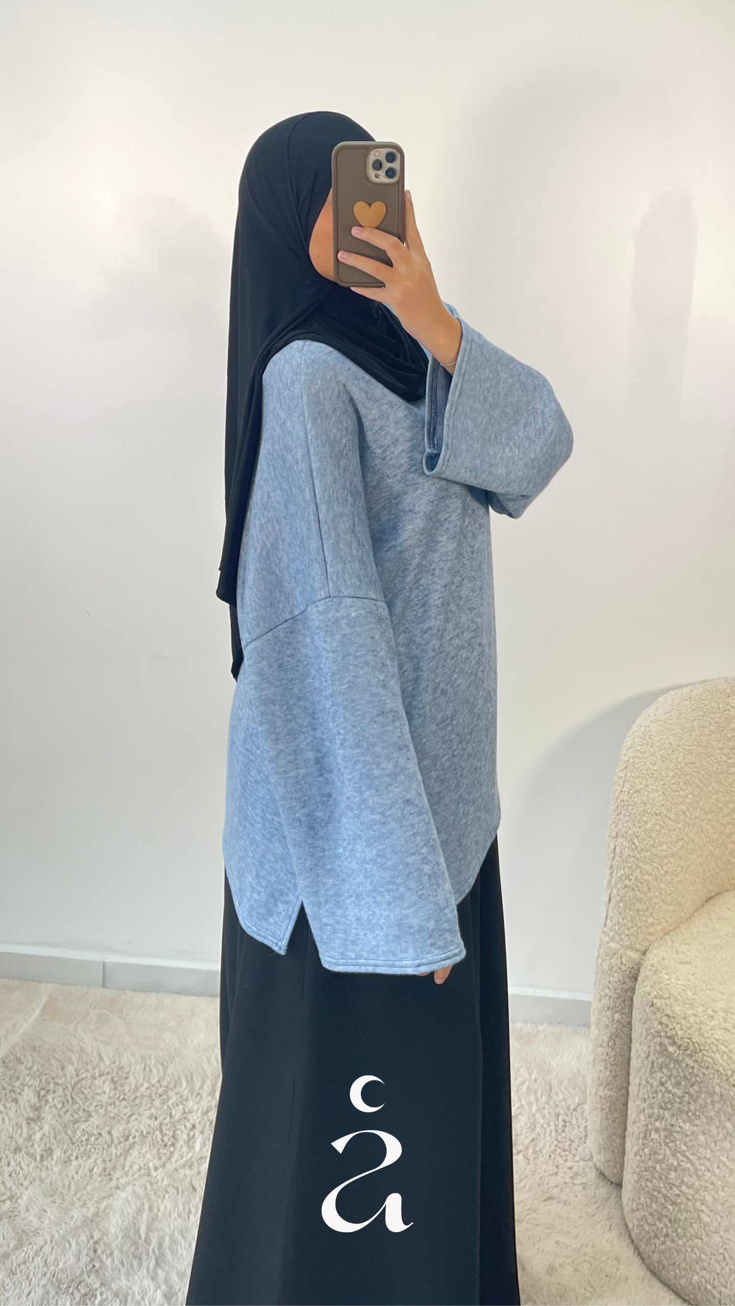 Tunique Oversize Laine Douce - Salma Bleu bébé