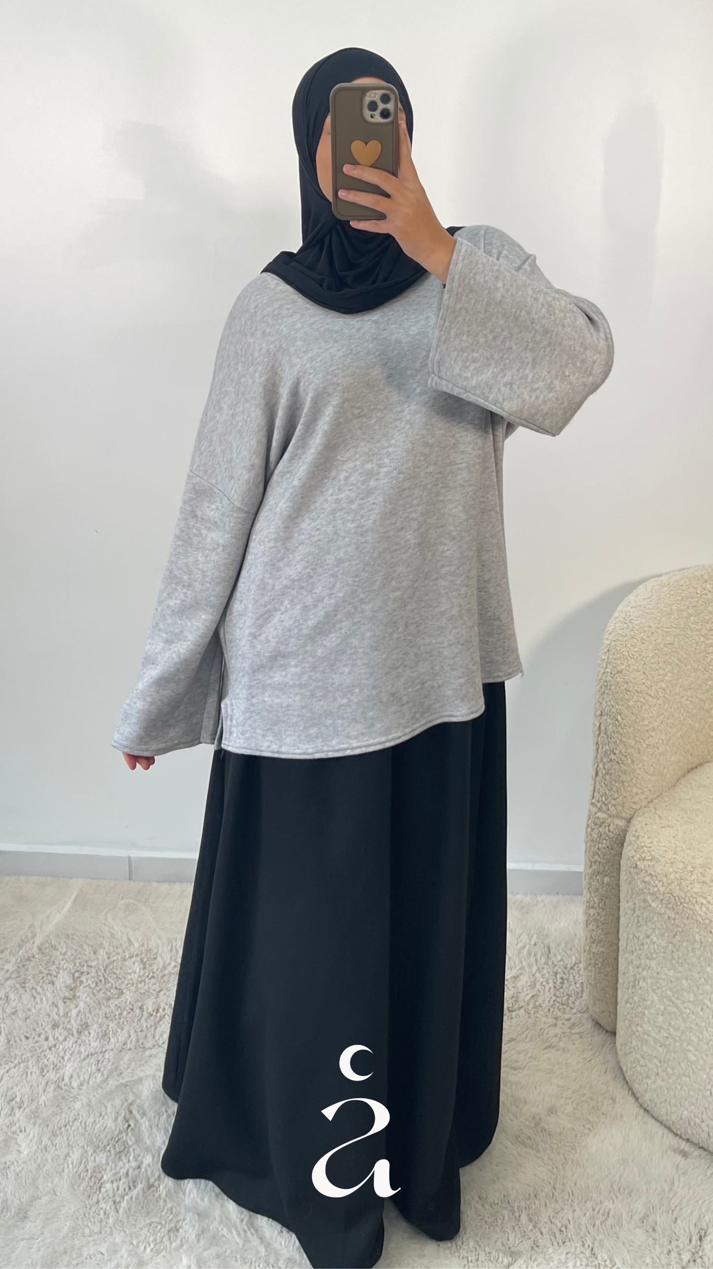 Tunique Oversize Laine Douce - Salma Gris