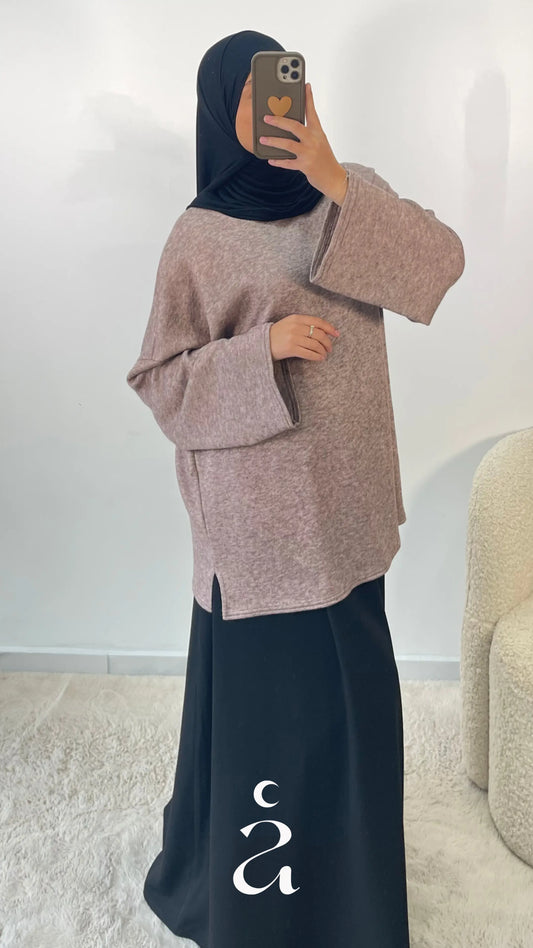 Tunique Oversize Laine Douce - Salma  Taupe