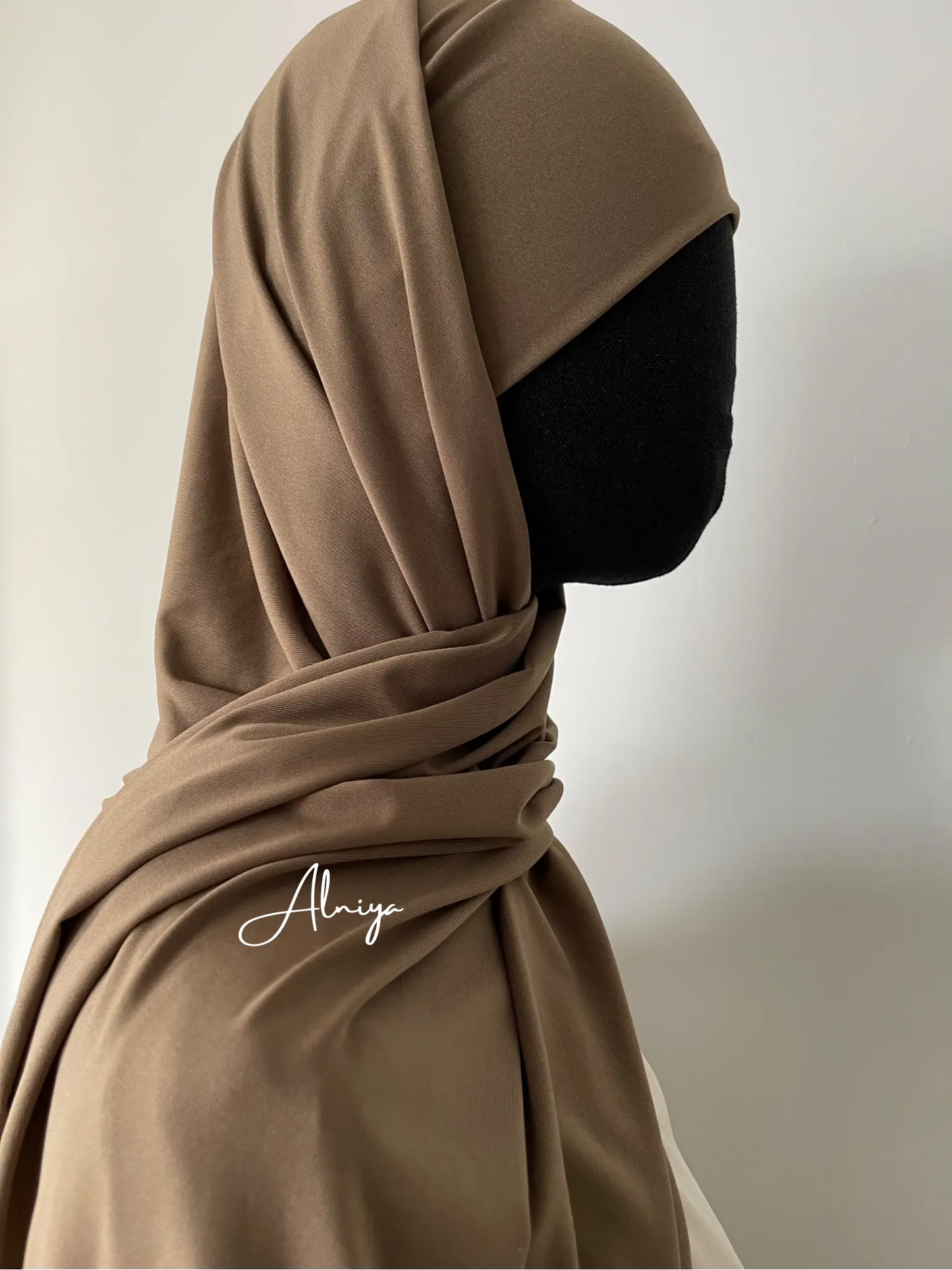 Jersey premium à bandeau marron glacé - Alniya Paris