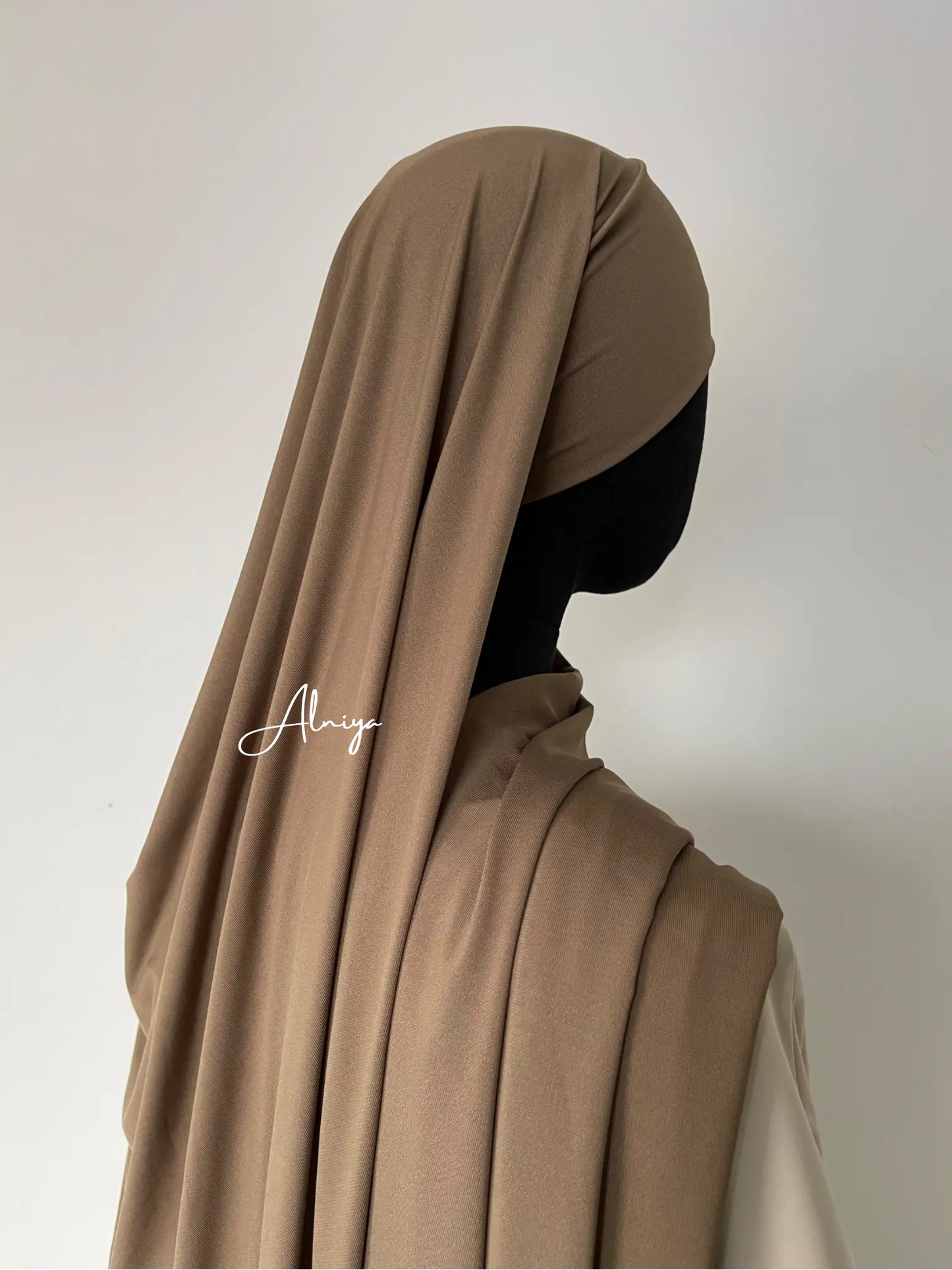 Jersey premium à bandeau marron glacé - Alniya Paris