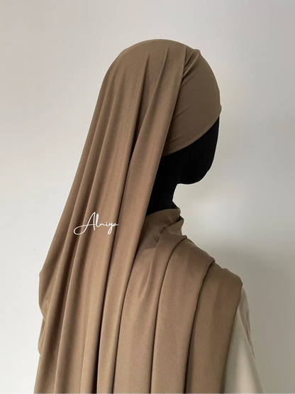 Jersey premium à bandeau marron glacé - Alniya Paris