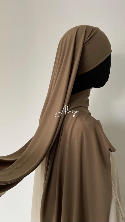 Jersey premium à bandeau marron glacé - Alniya Paris