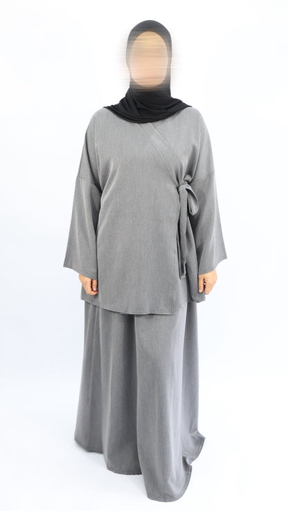 ENSEMBLE KIMONO Wrap & Jupe - NEJMA  Gris