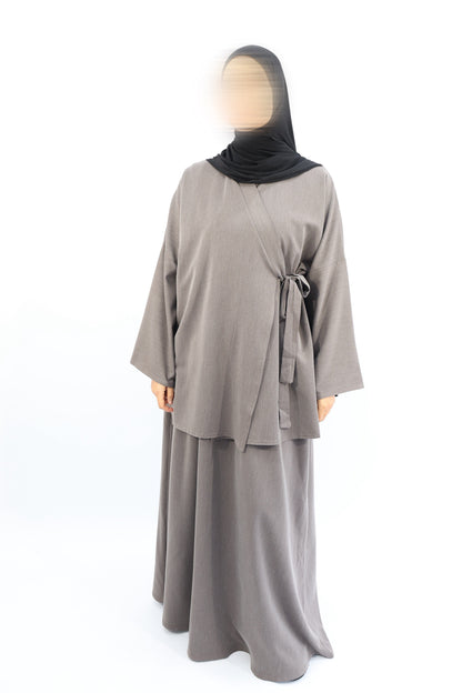 ENSEMBLE KIMONO Wrap & Jupe - NEJMA  Taupe