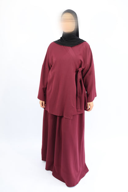 ENSEMBLE KIMONO Wrap & Jupe - NEJMA  Bordeaux