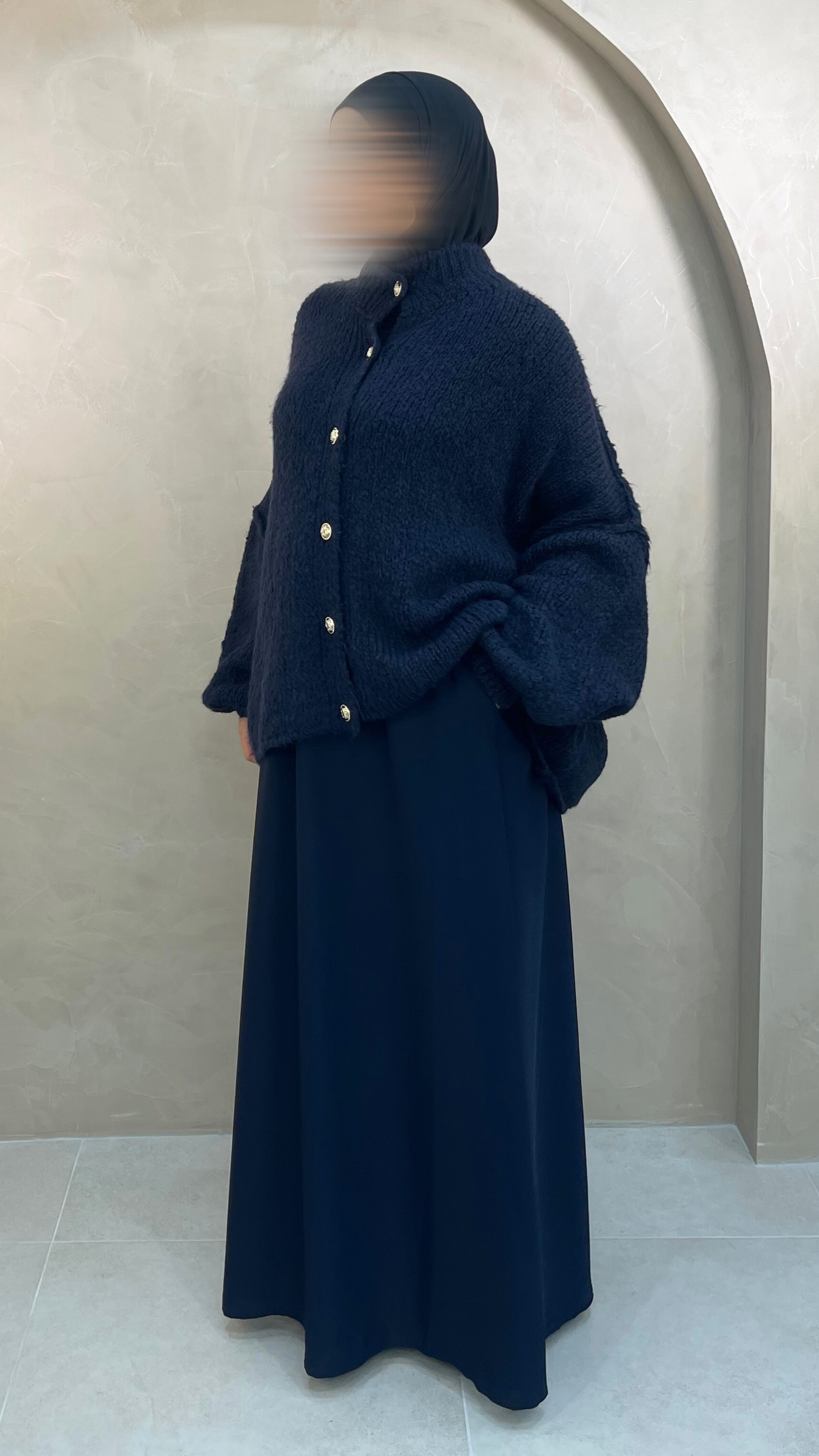 JUPE SOIE DE MEDINE AVEC POCHE - ANNA  Bleu nuit