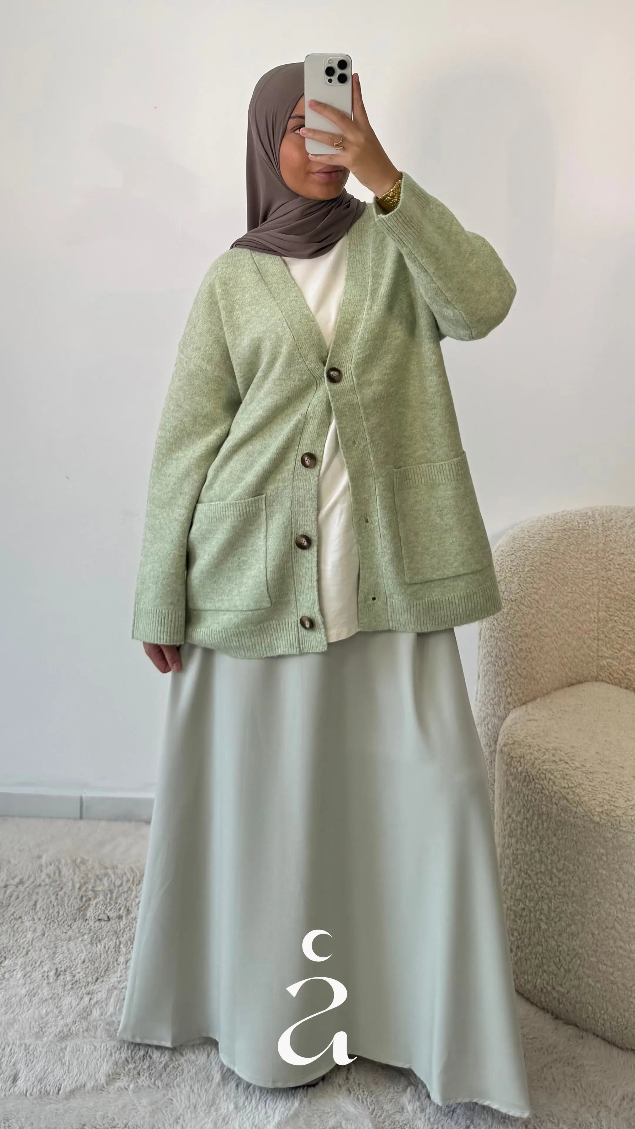 Cardigan laine boutonière - Jannah  Vert / M/L