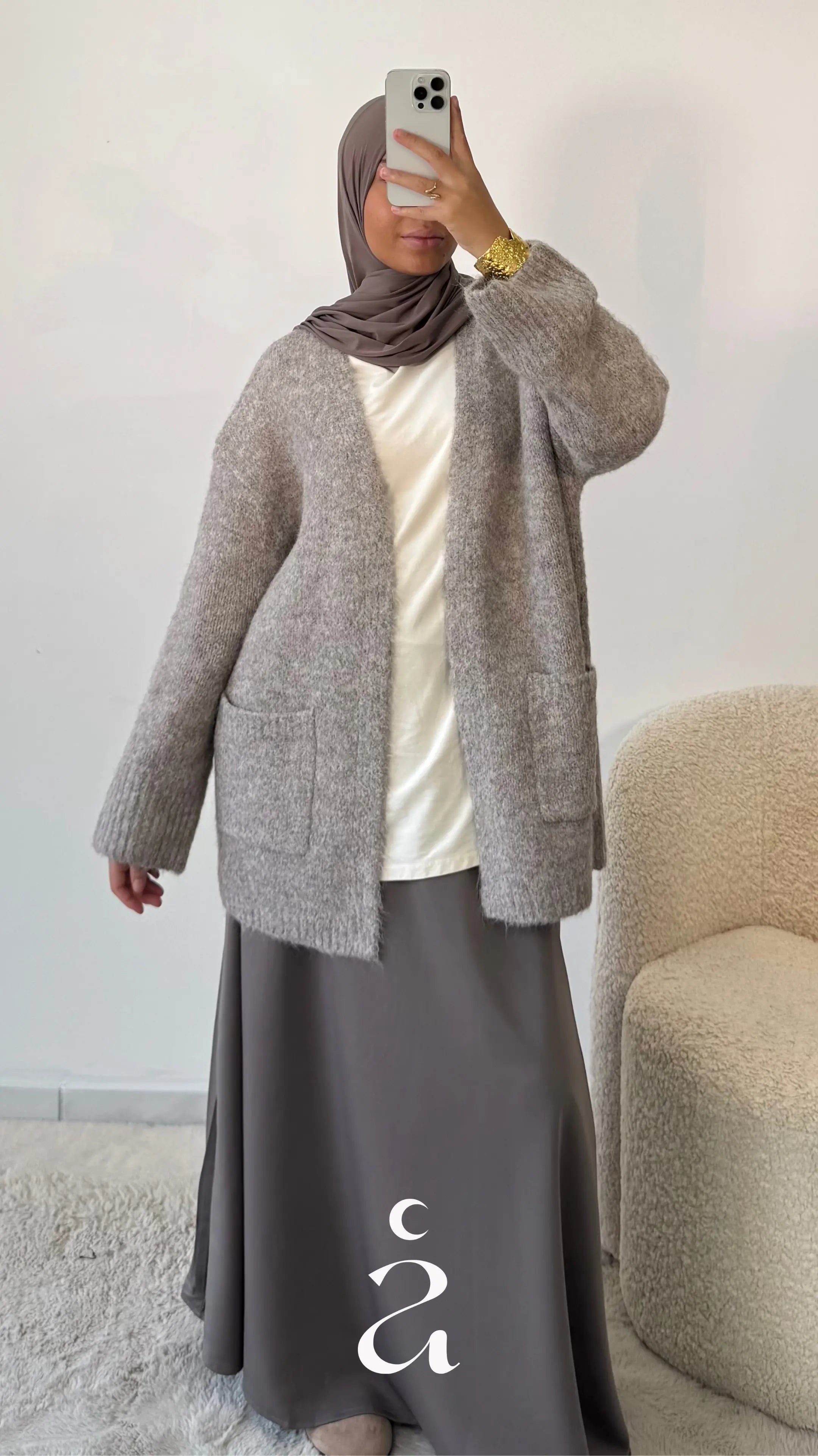 Gilet laine avec poches - Sanaa  Taupe / M/L