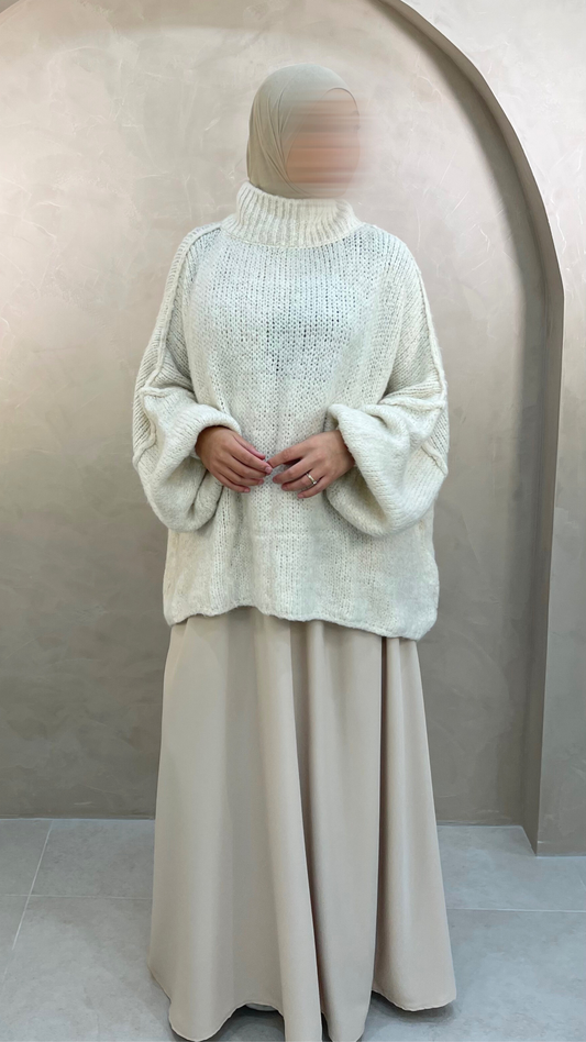 JUPE SOIE DE MEDINE AVEC POCHE - ANNA  Beige