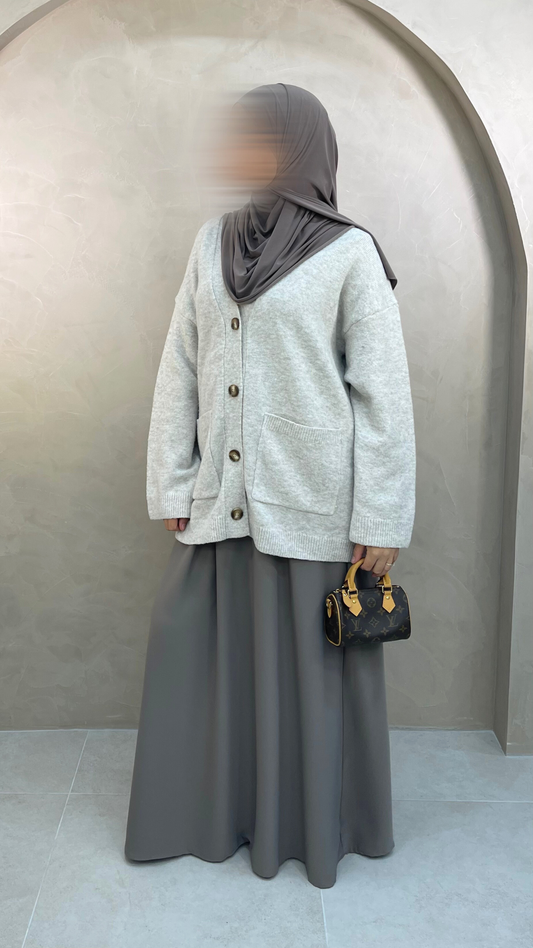 JUPE SOIE DE MEDINE AVEC POCHE - ANNA  Taupe