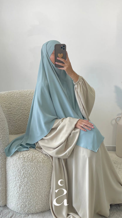 KHIMAR SOIE DE MEDINE - Signature  Vert d'eau clair