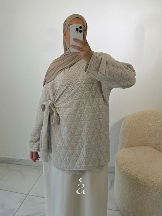 QUILTED JACKET WITH BOW