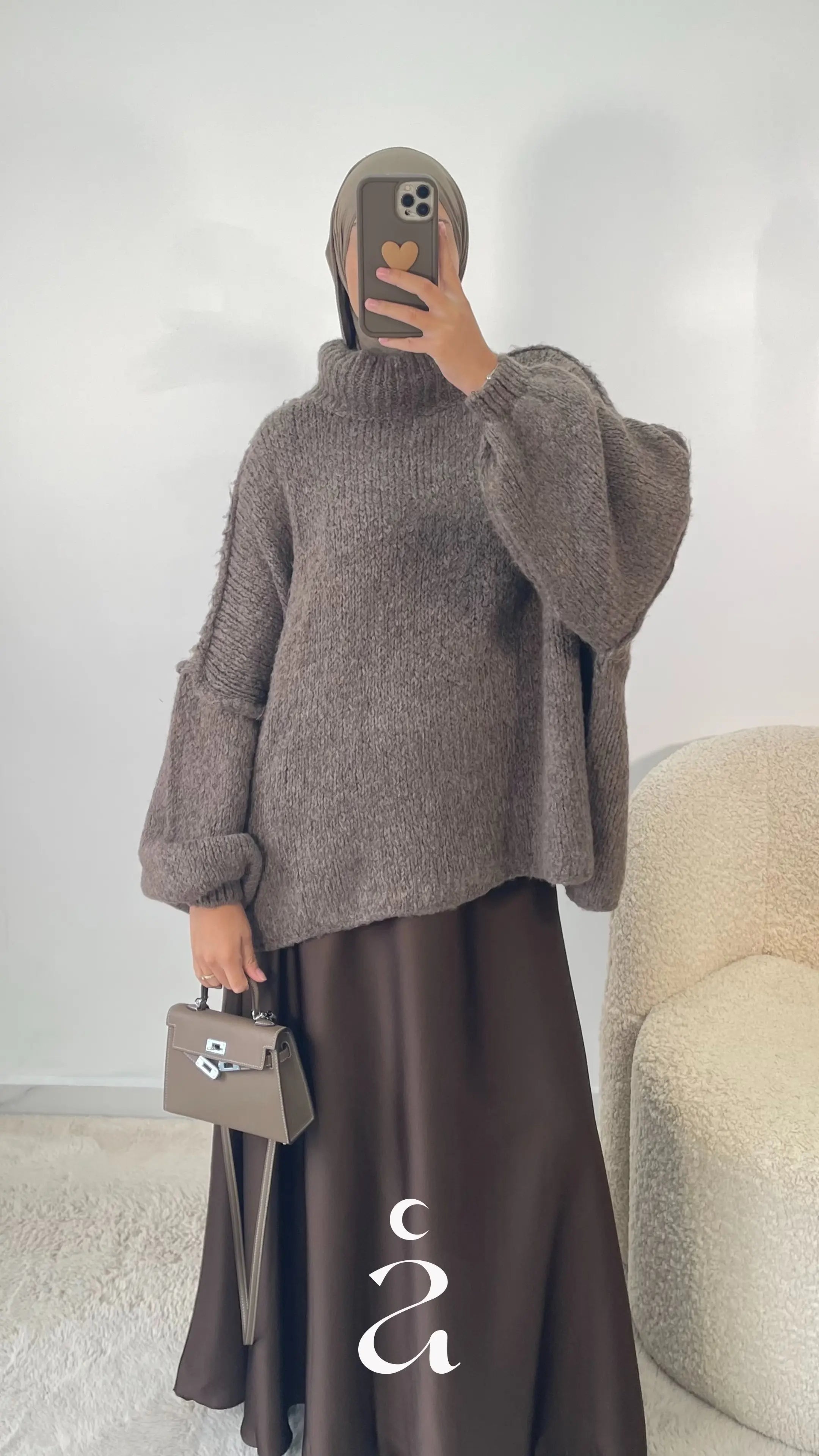 PULL OVERSIZE  Marron glacé